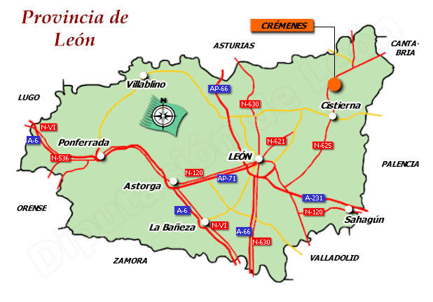 Mapa de la provincia de León